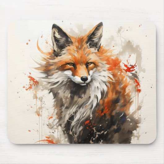 Fuchs-Tusche-Kunst Mousepad (Vorne)