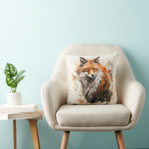Fuchs-Tuschemalerei Kissen