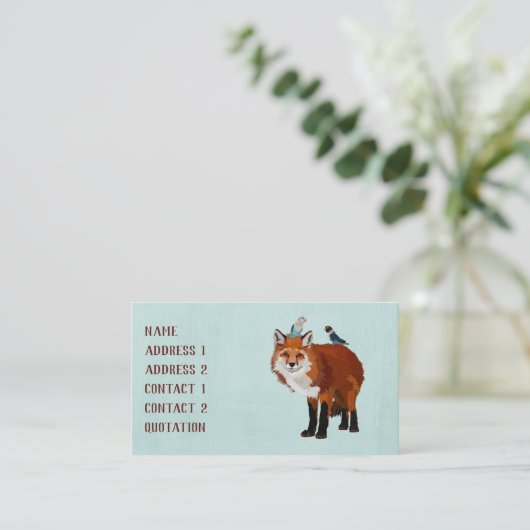 FUCHS u. INDIGO-VÖGEL Visitenkarte (Stehend Vorderseite)