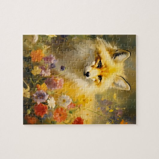 Fuchs und Blume im Frühjahr Puzzle (Horizontal)