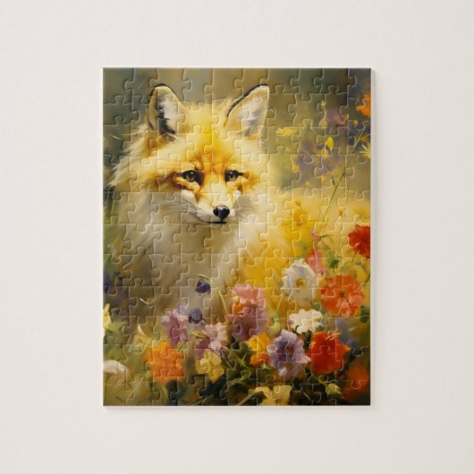 Fuchs und Blume im Frühjahr Puzzle (Vertikal)