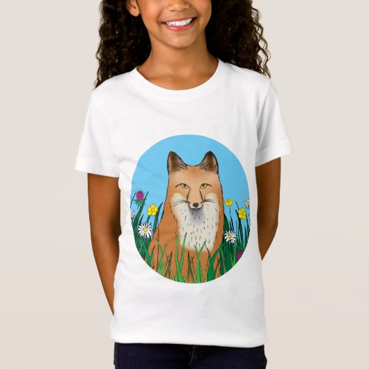 Fuchs und Blumen T-Shirt (Vorderseite)