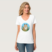 Fuchs und Blumen T-Shirt (Vorderseite Vollansicht)