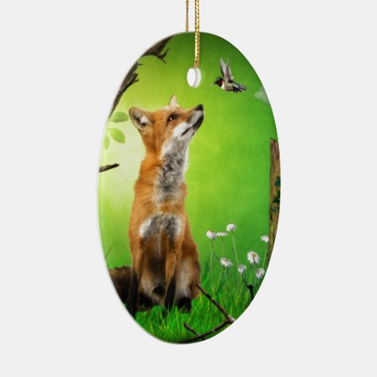 Fuchs und der Summenvogel Keramik Ornament (Rechts)