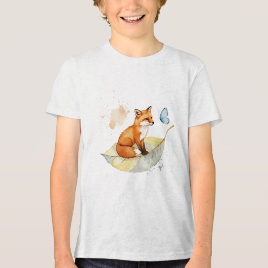 Fuchs und ein Schmetterling Tri-Blend Shirt (Vorderseite)