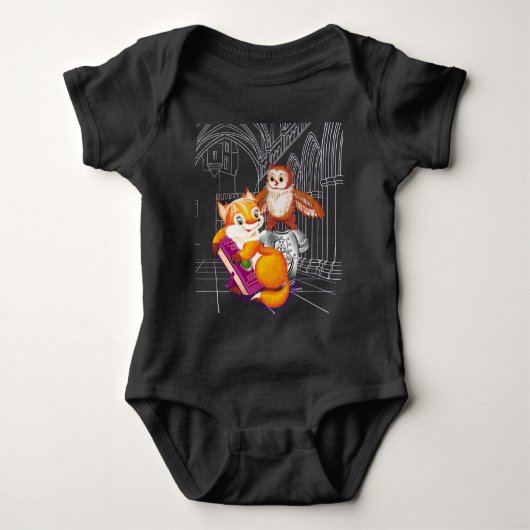 Fuchs und Eule Baby Strampler (Vorderseite)