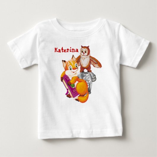 Fuchs und Eule Baby T-shirt (Vorderseite)