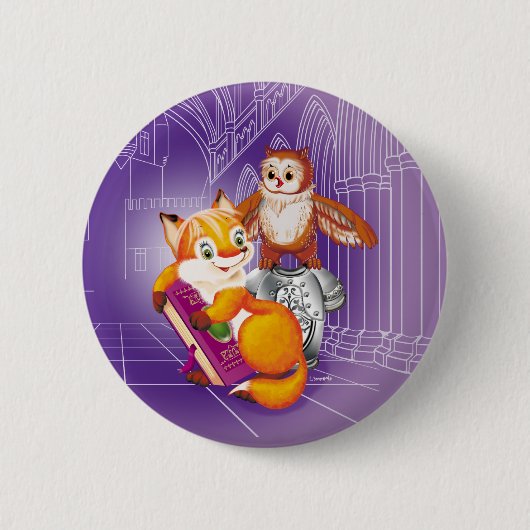 Fuchs und Eule Button (Vorderseite)