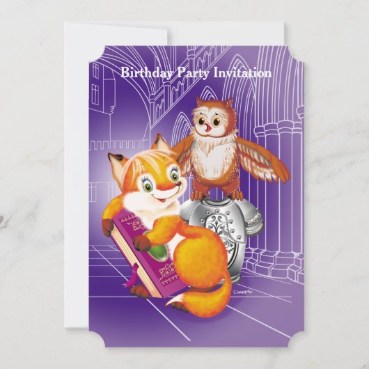 Fuchs und Eule Einladung (Vorderseite)