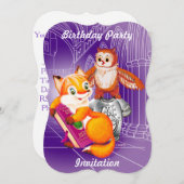 Fuchs und Eule Einladung (Vorne/Hinten)