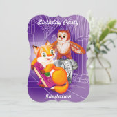 Fuchs und Eule Einladung (Stehend Vorderseite)