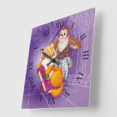 Fuchs und Eule Quadratische Wanduhr (Winkel)