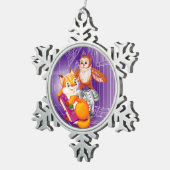 Fuchs und Eule Schneeflocken Zinn-Ornament (Rechts)