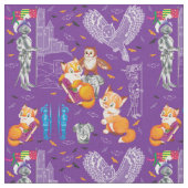 Fuchs und Eule Stoff (Nahaufnahme)
