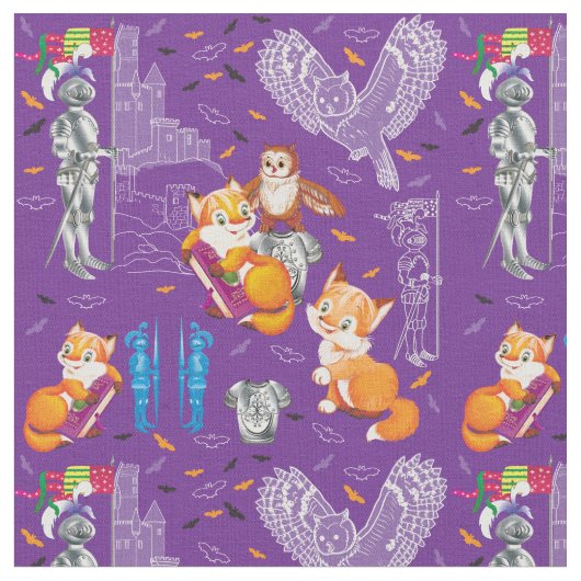 Fuchs und Eule Stoff (Nahaufnahme)