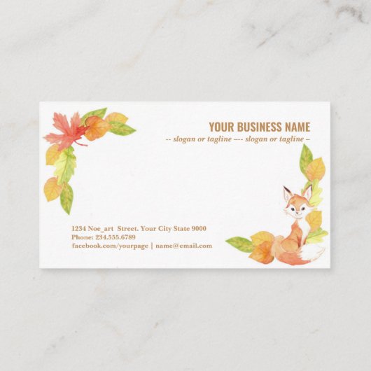 Fuchs- und Herbstblätter Visitenkarte (Rückseite)