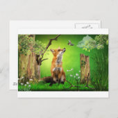 Fuchs und Kolibri Postkarte (Vorne/Hinten)