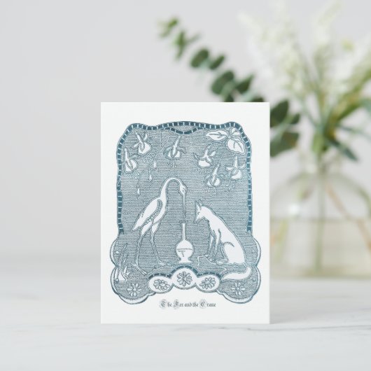 Fuchs und Kranblau Postkarte (Stehend Vorderseite)
