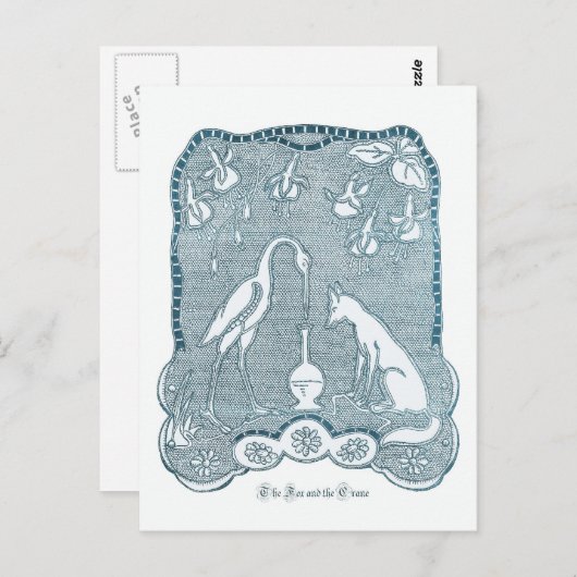 Fuchs und Kranblau Postkarte (Vorne/Hinten)