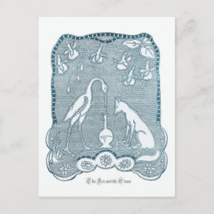 Fuchs und Kranblau Postkarte