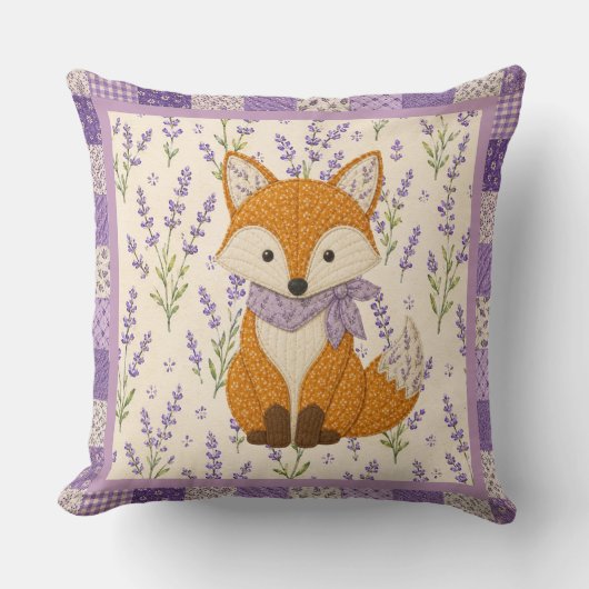 Fuchs und Lavendel Kissen (Vorderseite)