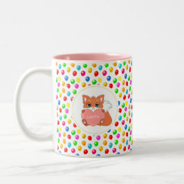 Fuchs und mehrfarbige festliche Ballons personalis Zweifarbige Tasse