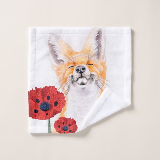 Fuchs und Mohn Badhandtuch Set (Waschlappen)