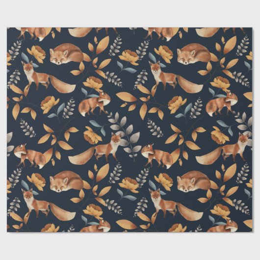 Fuchs und Rose Geschenkpapier (Flach)