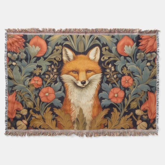 Fuchs und rote Blume im Jugendstil Decke (Vorderseite)