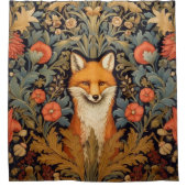 Fuchs und rote Blume im Jugendstil Duschvorhang (Vorderseite)