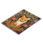 Fuchs und rote Blume im Jugendstil Notizblock (Linke Seite)