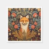 Fuchs und rote Blume im Jugendstil Serviette (Vorderseite)