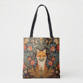 Fuchs und rote Blume im Jugendstil Tasche (Vorderseite)
