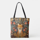 Fuchs und rote Blume im Jugendstil Tasche (Rückseite)