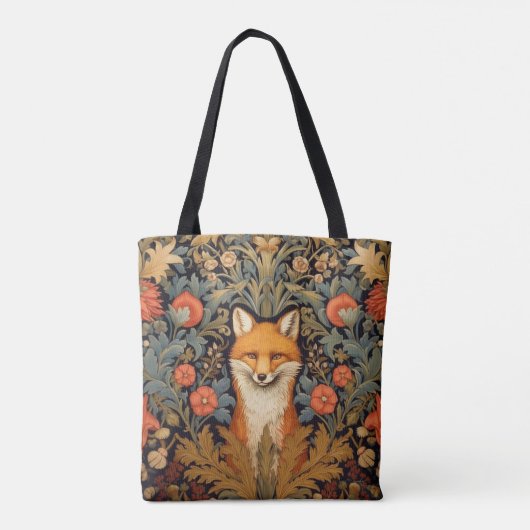 Fuchs und rote Blume im Jugendstil Tasche (Rückseite)