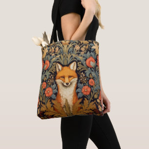 Fuchs und rote Blume im Jugendstil Tasche