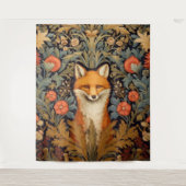 Fuchs und rote Blume im Jugendstil Wandteppich (Vorderseite)