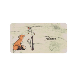 Fuchs und Rotkehlchen Adressaufkleber