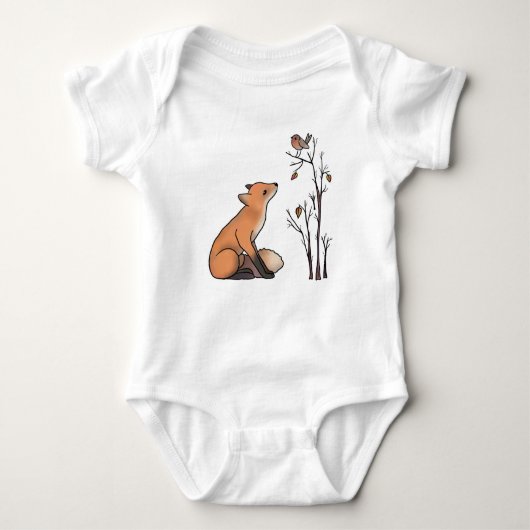 Fuchs und Rotkehlchen Baby Strampler (Vorderseite)