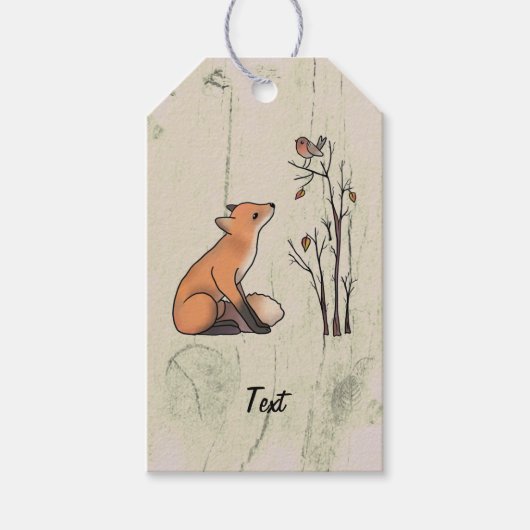 Fuchs und Rotkehlchen Geschenkanhänger (Vorderseite)