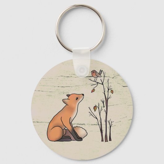 Fuchs und Rotkehlchen Schlüsselanhänger (Vorderseite)