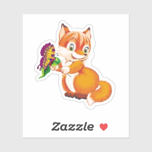 Fuchs und Schmetterling Aufkleber (Blatt)