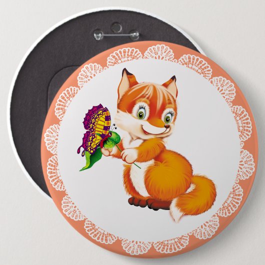 Fuchs und Schmetterling Button (Vorne & Hinten)
