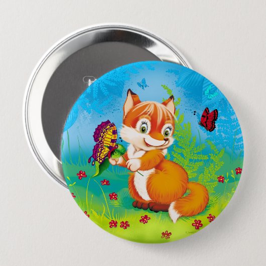 Fuchs und Schmetterling Button (Vorne & Hinten)