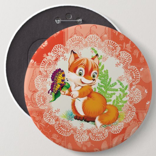 Fuchs und Schmetterling Button (Vorne & Hinten)