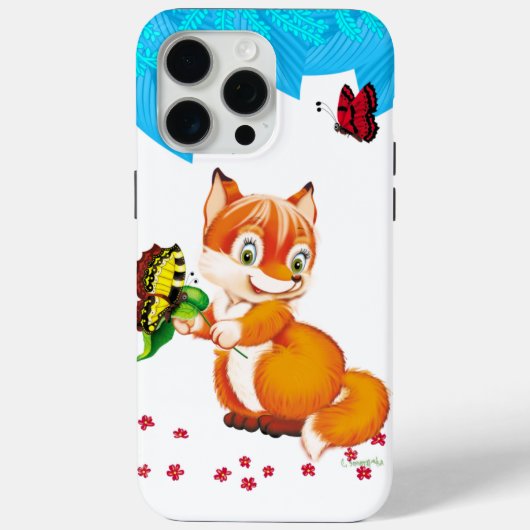 Fuchs und Schmetterling Case-Mate iPhone Hülle (Rückseite)