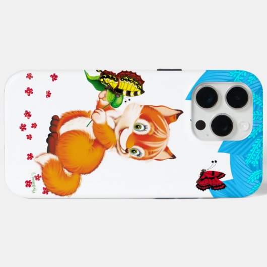 Fuchs und Schmetterling Case-Mate iPhone Hülle (Rückseite (Horizontal))