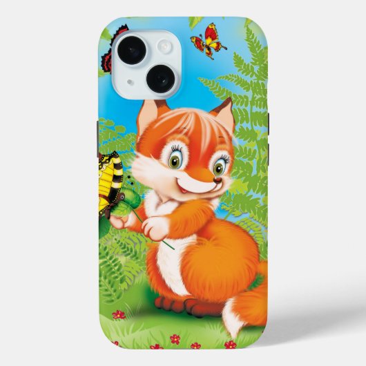 Fuchs und Schmetterling Case-Mate iPhone Hülle (Rückseite)