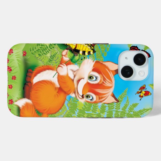 Fuchs und Schmetterling Case-Mate iPhone Hülle (Rückseite (Horizontal))