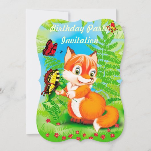 Fuchs und Schmetterling Einladung (Vorderseite)